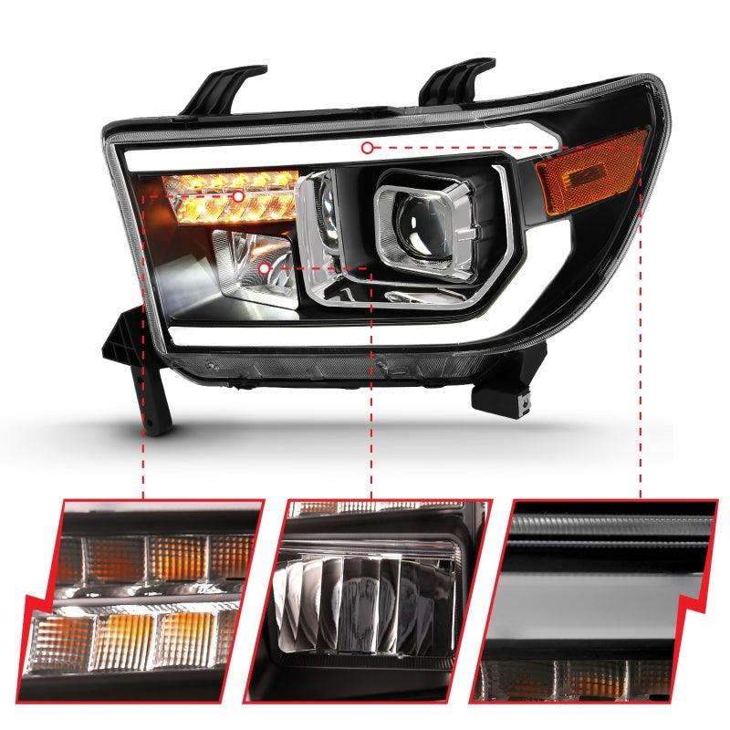 ANZO 2007-2014 Toyota Tundra Projector Light Bar H.L Black Amber(Led High Beam) (Halogen Version) | Too Fast Autoparts | Order Online | Canada & USA Shipping