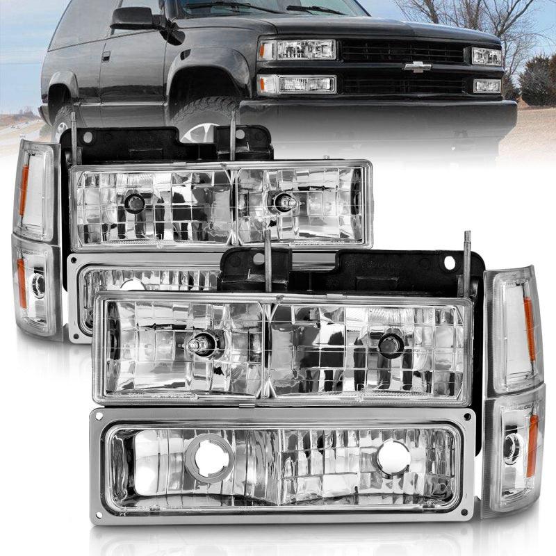 ANZO 88-98 Chevrolet C1500 Crystal Headlights Chrome w/ Signal and Side Marker Lights | Too Fast Autoparts | Order Online | Canada & USA Shipping