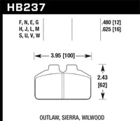Hawk Wilwood Dynalite w/ Bridgebolt Caliper DTC-60 Race Brake Pads