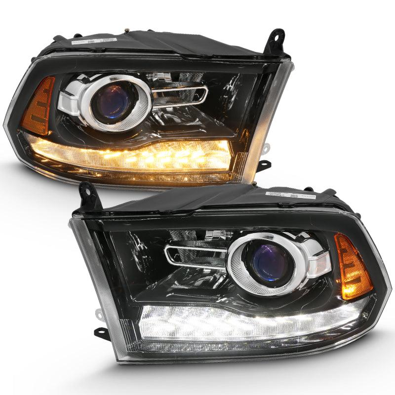 ANZO 2009-2018 Dodge Ram 1500 Projector Plank Style Switchback H.L Halo Black Amber (OE Style) | Too Fast Autoparts | Order Online | Canada & USA Shipping