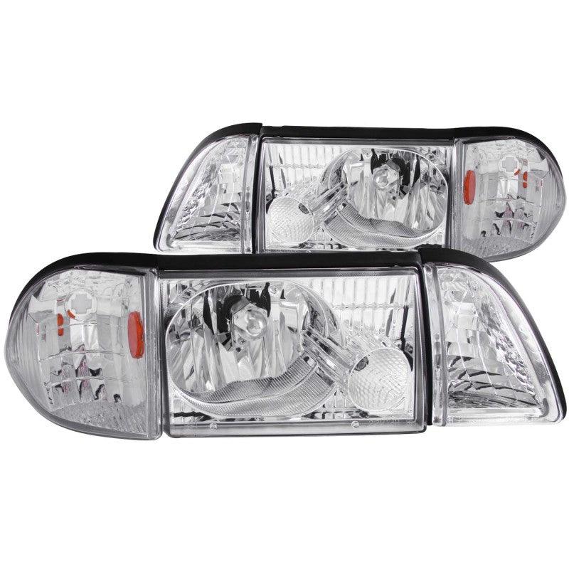 ANZO 1987-1993 Ford Mustang Crystal Headlights Chrome w/ Corner Lights 2pc | Too Fast Autoparts | Order Online