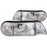 ANZO 1987-1993 Ford Mustang Crystal Headlights Chrome w/ Corner Lights 2pc | Too Fast Autoparts | Order Online