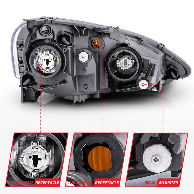 ANZO 2002-2004 Acura Rsx Crystal Headlights Black | Too Fast Autoparts | Order Online | Canada & USA Shipping