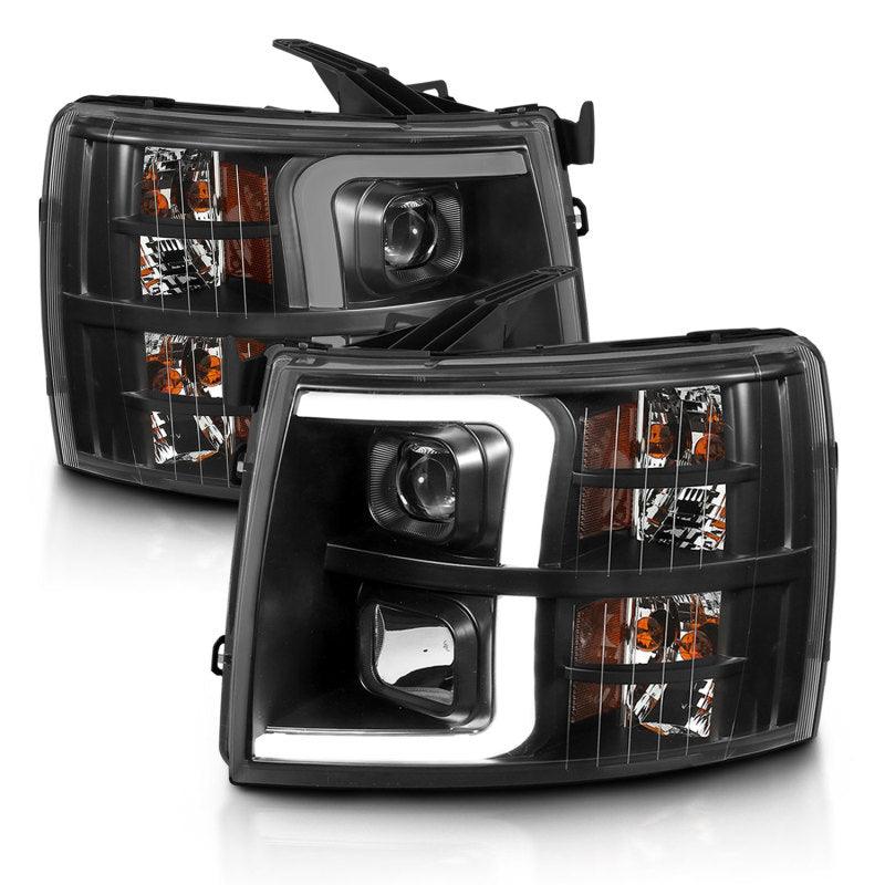 ANZO 07-13 Chevrolet Silverado 3500 Projector Headlights - Black Amber | Too Fast Autoparts | Order Online