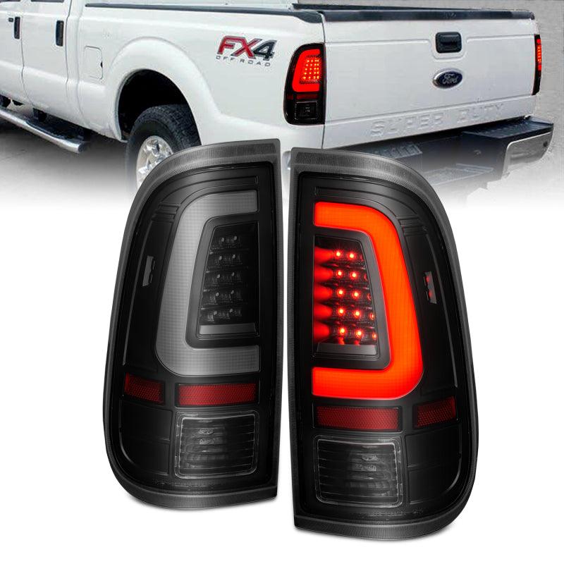 ANZO 2008-2016 Ford  F-250  LED Tail w/ Lights Bar Black Housing Smoke Lens | Too Fast Autoparts | Order Online | Canada & USA Shipping