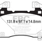 EBC 14+ Cadillac CTS Vsport 3.6 Twin Turbo Redstuff Front Brake Pads