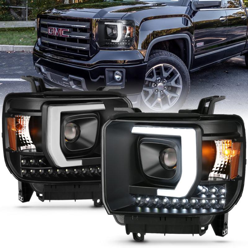 ANZO 2014-2015 Gmc Sierra 1500HD Projector Plank Style Headlight Black W/ Drl | Too Fast Autoparts | Order Online | Canada & USA Shipping