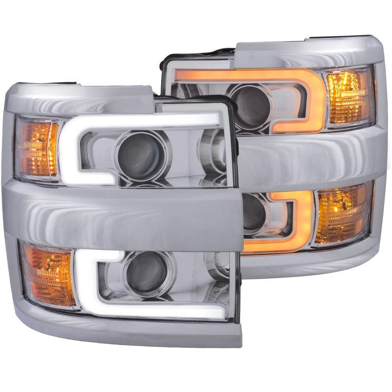 ANZO Projector Headlights 15-17 Chevrolet Silverado 2500HD / 3500HD Chrome w/ Chrome Rim | Too Fast Autoparts | Order Online | Canada & USA Shipping