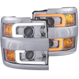 ANZO Projector Headlights 15-17 Chevrolet Silverado 2500HD / 3500HD Chrome w/ Chrome Rim | Too Fast Autoparts | Order Online | Canada & USA Shipping