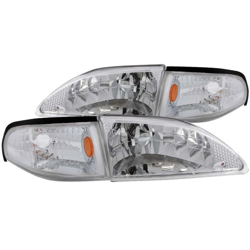 ANZO 1994-1998 Ford Mustang Crystal Headlights Chrome | Too Fast Autoparts | Order Online | Canada & USA Shipping
