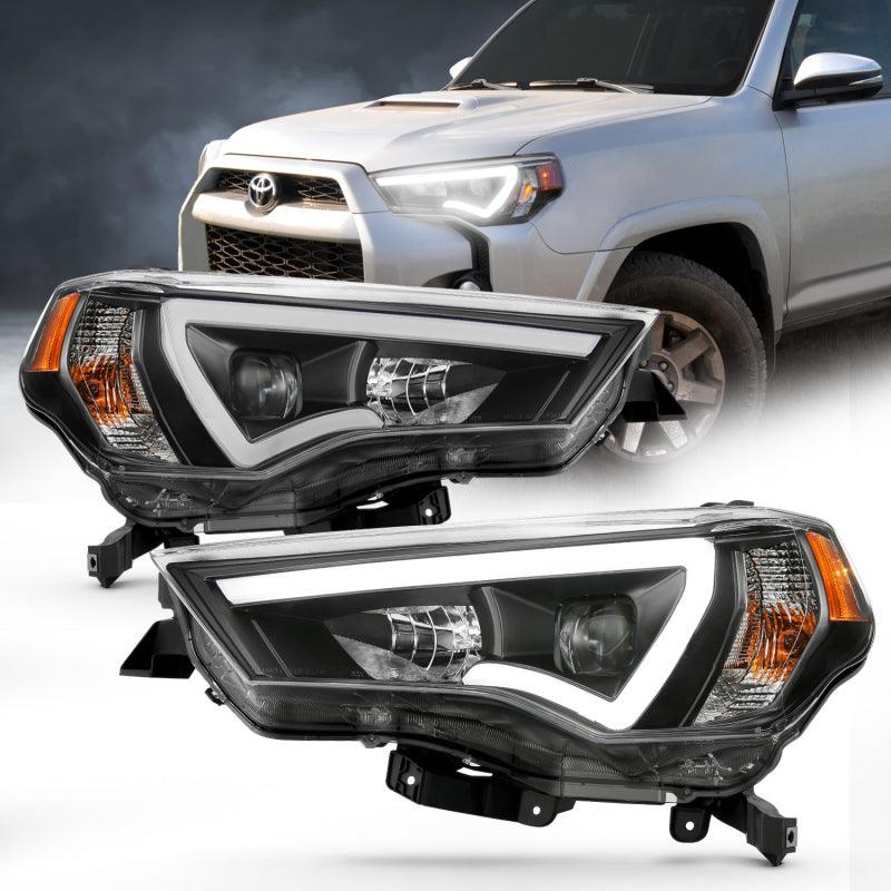 ANZO 14-18 Toyota 4 Runner Plank Style Projector Headlights Black w/ Amber | Too Fast Autoparts | Order Online