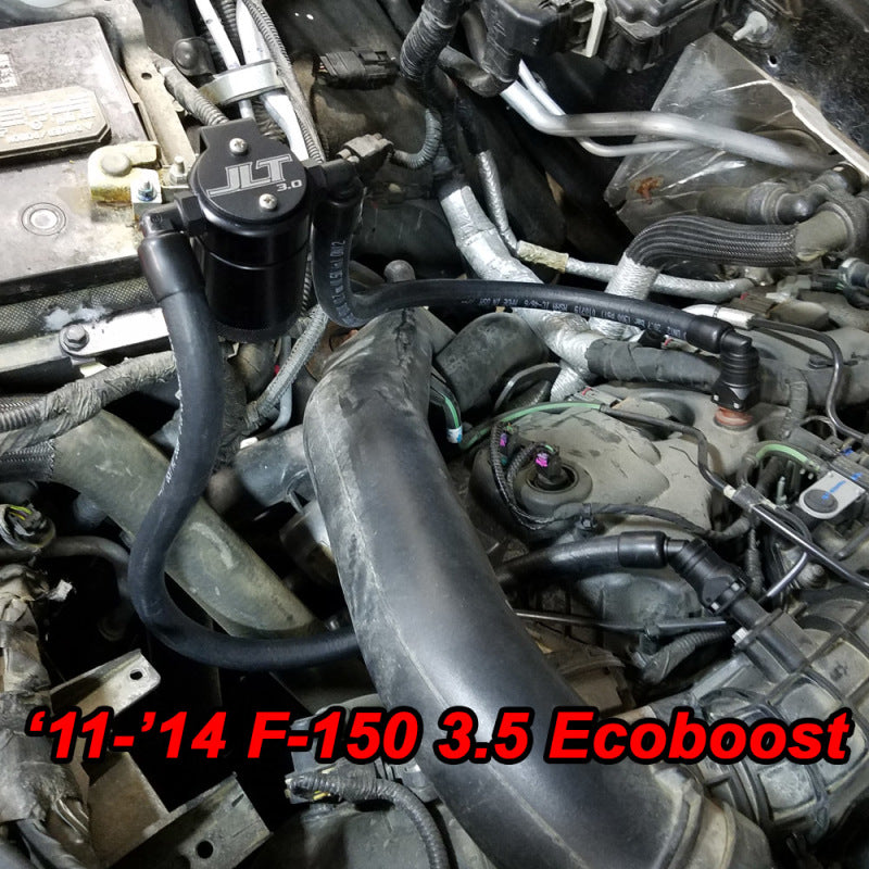 J&amp;L 2011-2025 Ford F-150 2.7L/3.5L/5.0L Passenger Side Oil Separator 3.0 - Black Anodized