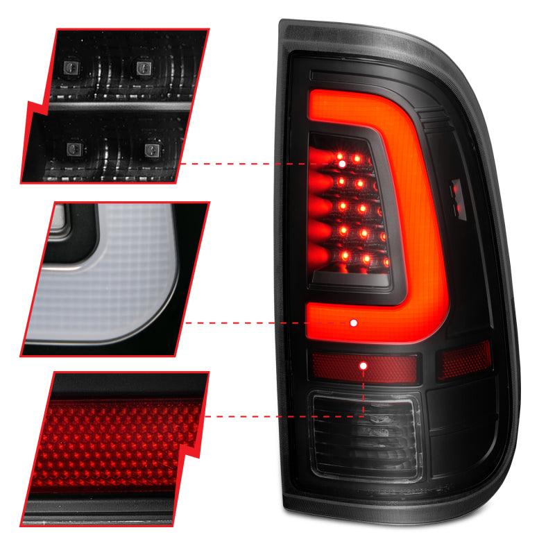 ANZO 2008-2016 Ford  F-250  LED Tail w/ Lights Bar Black Housing Smoke Lens | Too Fast Autoparts | Order Online | Canada & USA Shipping
