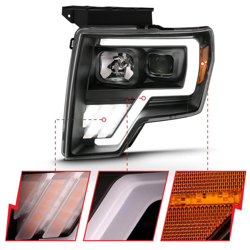ANZO 2009-2013 Ford F-150 Projector Light Bar G4 Switchback H.L.Black Amber | Too Fast Autoparts | Order Online | Canada & USA Shipping
