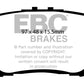 EBC 13+ Lexus ES300h 2.5 Hybrid Redstuff Rear Brake Pads