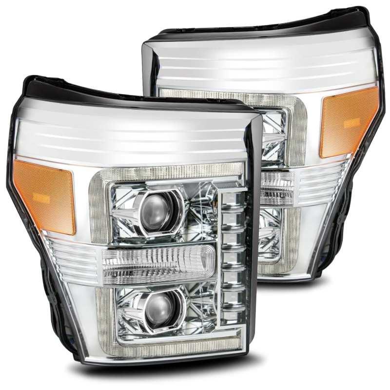 AlphaRex 11-16 Ford F-250 SD PRO-Series Projector Headlights Plank Style Design Chrome w/Seq Signal | Too Fast Autoparts | Order Online