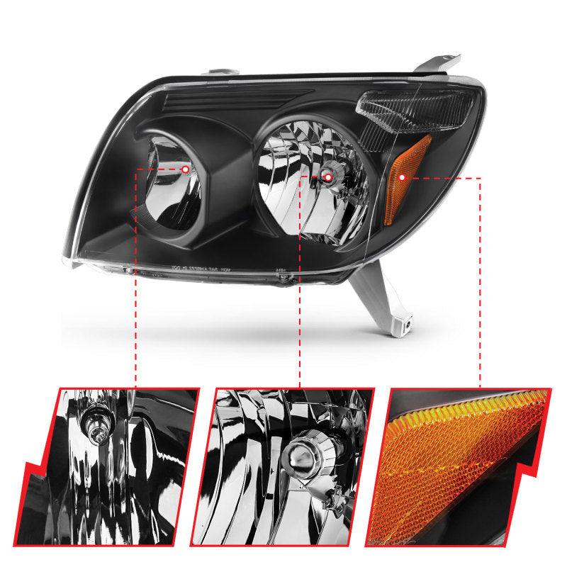 ANZO 2003-2005 Toyota 4Runner Crystal Headlights Black | Too Fast Autoparts | Order Online | Canada & USA Shipping