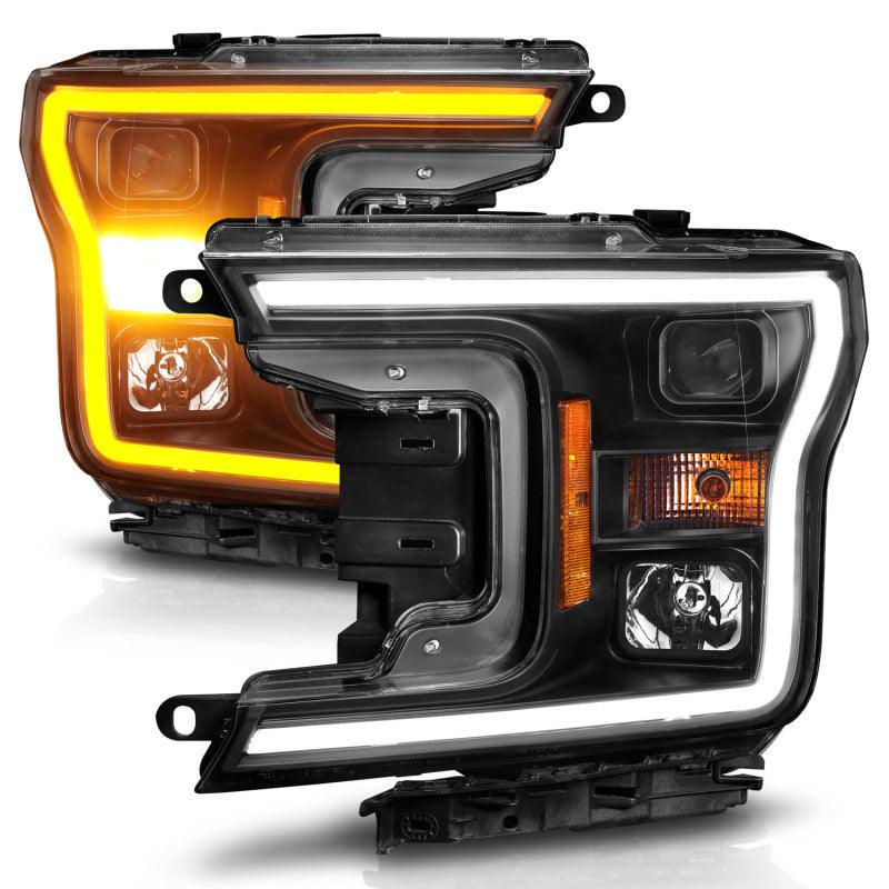 ANZO 2018-2020 Ford F-150 Projector Headlight w/ Plank Style Switchback Black Housing | Too Fast Autoparts | Order Online | Canada & USA Shipping