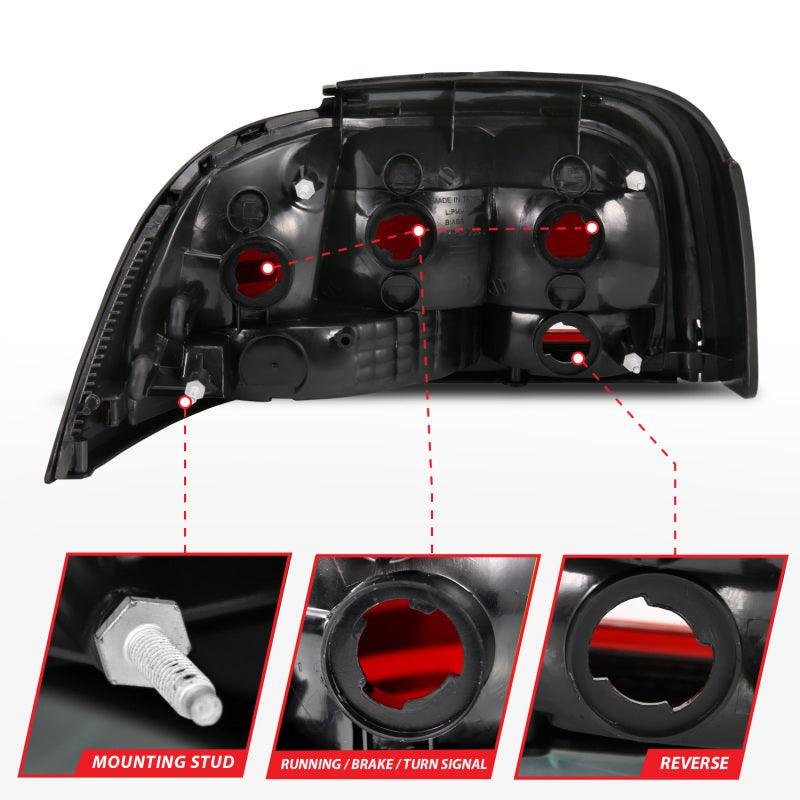 ANZO 1994-1998 Ford Mustang Taillight Dark Red Lens (OE Style) | Too Fast Autoparts | Order Online | Canada & USA Shipping
