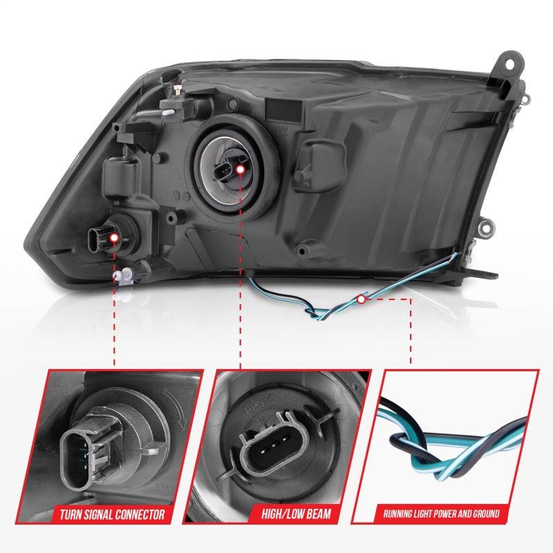 ANZO 2009-2018 Dodge Ram 1500/ 2500/ 3500 Crystal Headlights w/ Light Bar Chrome Housing | Too Fast Autoparts | Order Online | Canada & USA Shipping