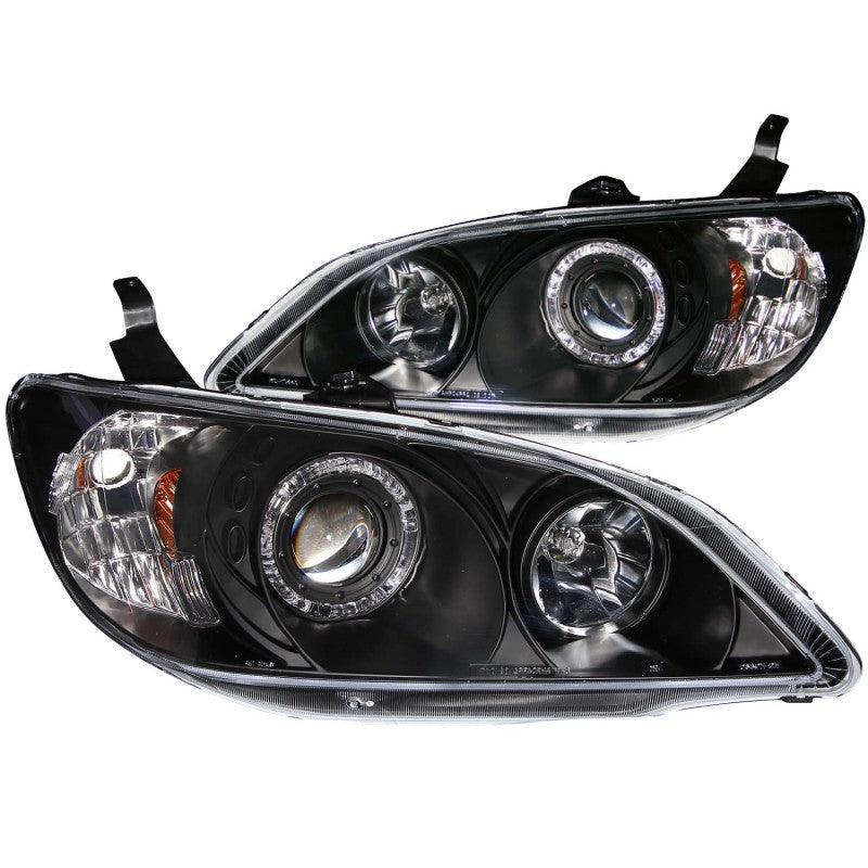 ANZO 2004-2005 Honda Civic Projector Headlights w/ Halo Black | Too Fast Autoparts | Order Online | Canada & USA Shipping