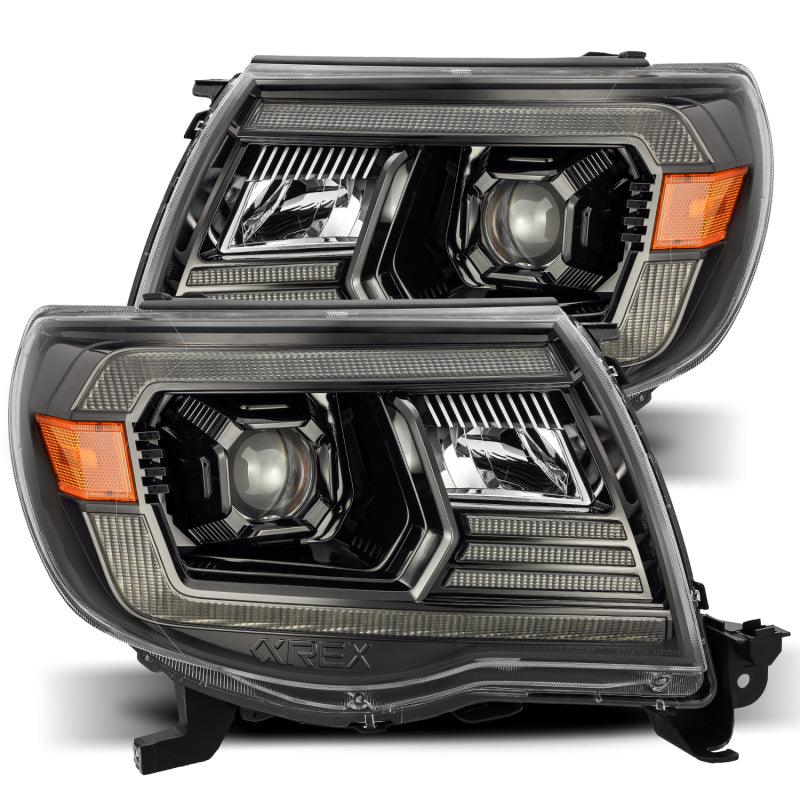 AlphaRex 05-11 Toyota Tacoma LUXX LED Projector Headlights Plank Style Alpha Black w/Activ Light/DRL | Too Fast Autoparts | Order Online