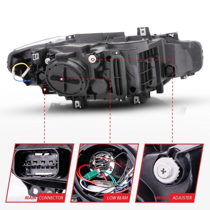 ANZO 2012-2015 BMW 3 Series Projector Headlights w/ U-Bar Black | Too Fast Autoparts | Order Online | Canada & USA Shipping