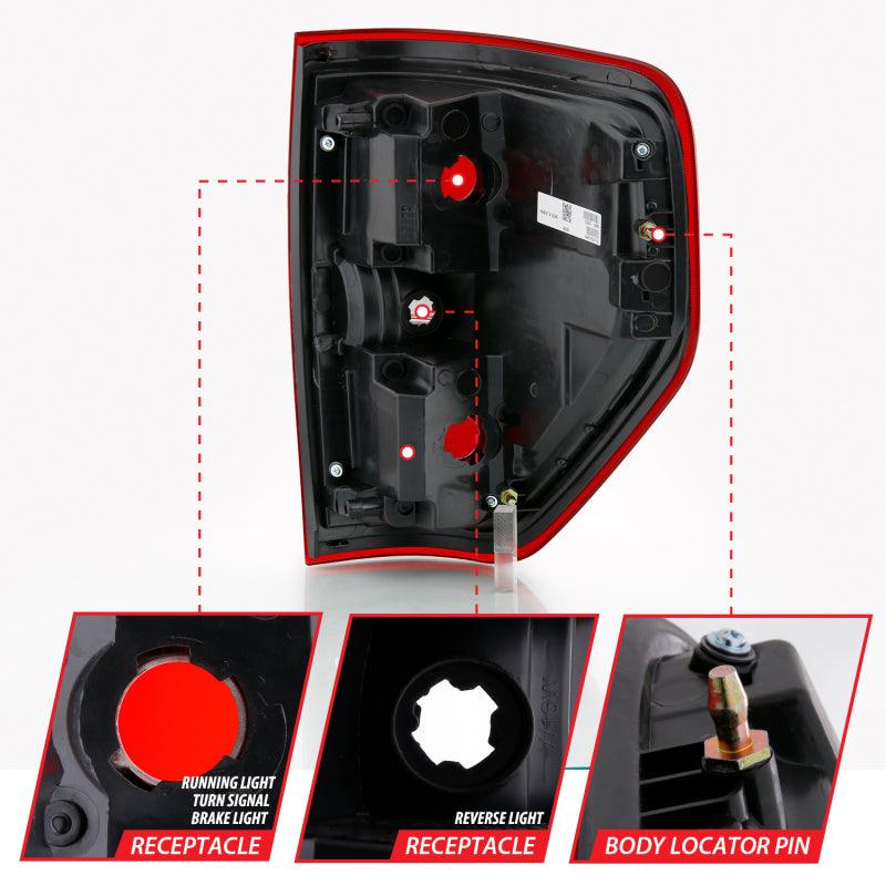 ANZO 2009-2014 Ford F-150 Euro Taillight Red/Clear (W/O Bulb) | Too Fast Autoparts | Order Online | Canada & USA Shipping