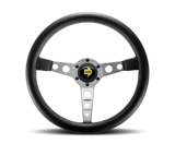Momo Prototipo Steering Wheel 350 mm - Black Leather/Wht Stitch/Brushed Spokes