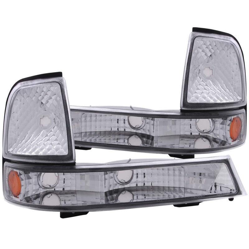 ANZO 1998-2000 Ford Ranger Euro Parking Lights Chrome w/ Amber Reflector | Too Fast Autoparts | Order Online | Canada & USA Shipping