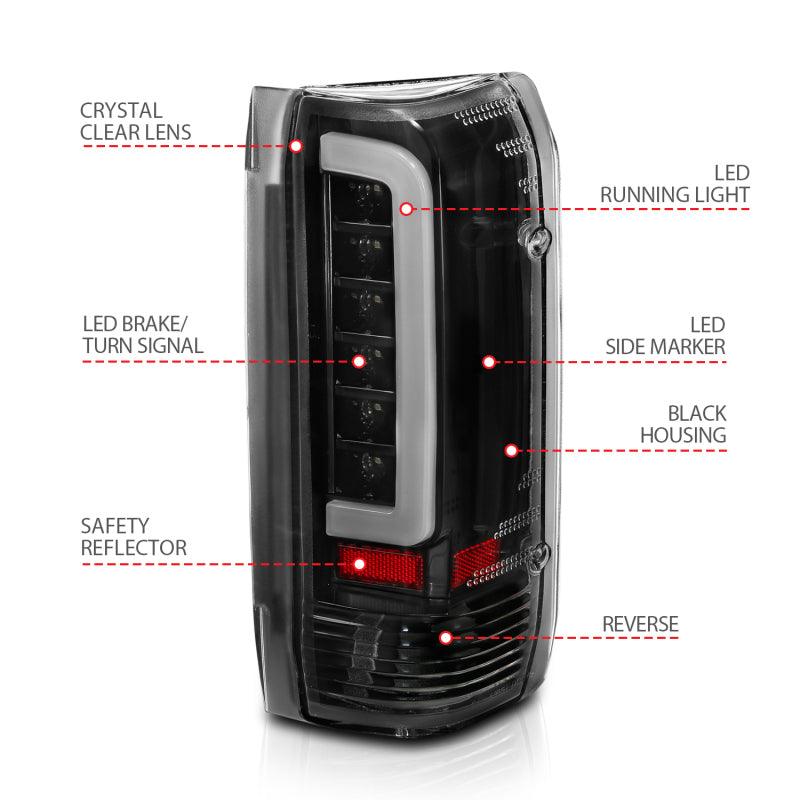 ANZO 1987-1996 Ford F-150 LED Taillights Black Housing Clear Lens (Pair) | Too Fast Autoparts | Order Online