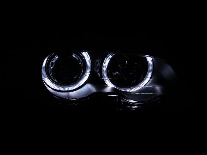 ANZO 2000-2003 BMW 3 Series E46 Projector Headlights w/ Halo Black | Too Fast Autoparts | Order Online | Canada & USA Shipping