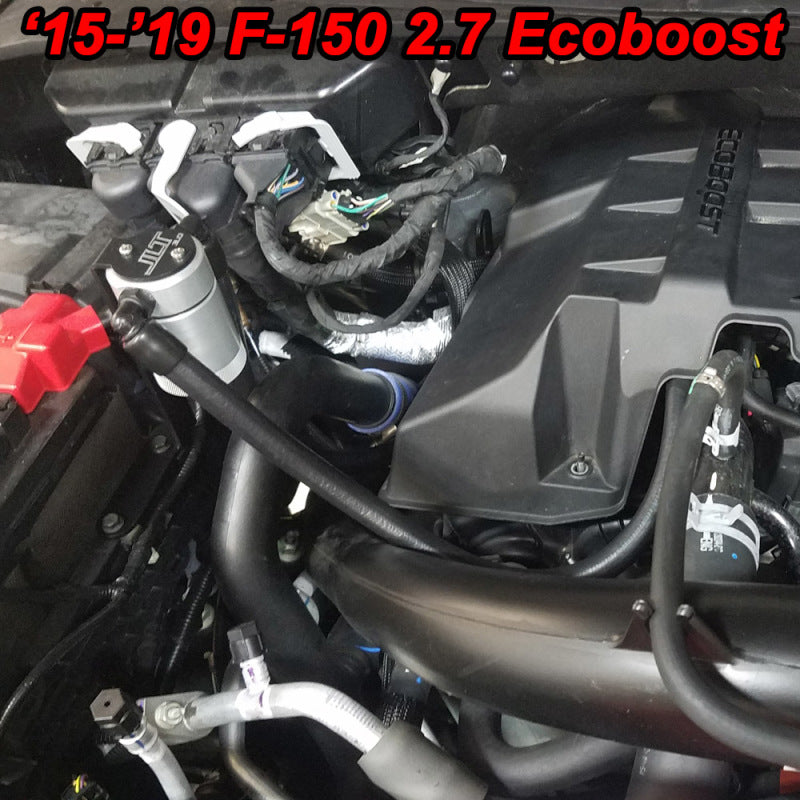 J&amp;L 2011-2025 Ford F-150 2.7L/3.5L/5.0L Passenger Side Oil Separator 3.0 - Clear Anodized