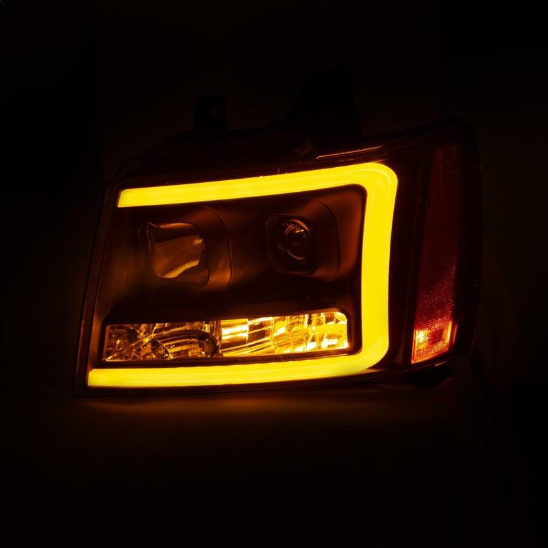 ANZO 07-14 Chevy Tahoe Projector Headlights w/ Plank Style Design Black w/ Amber | Too Fast Autoparts | Order Online