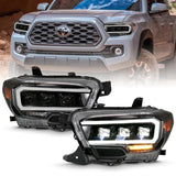 ANZO 2016-2018 Toyota Tacoma LED Projector Headlights Plank Style Black w/ Amber | Too Fast Autoparts | Order Online | Canada & USA Shipping
