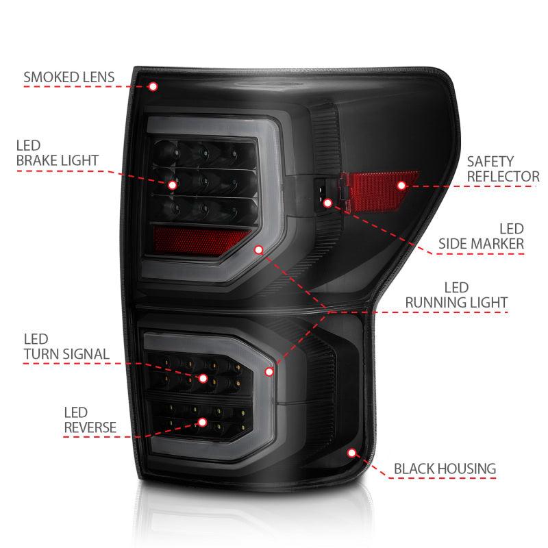 ANZO 2007-2013 Toyota Tundra LED Taillights Plank Style Black w/Smoke Lens | Too Fast Autoparts | Order Online | Canada & USA Shipping