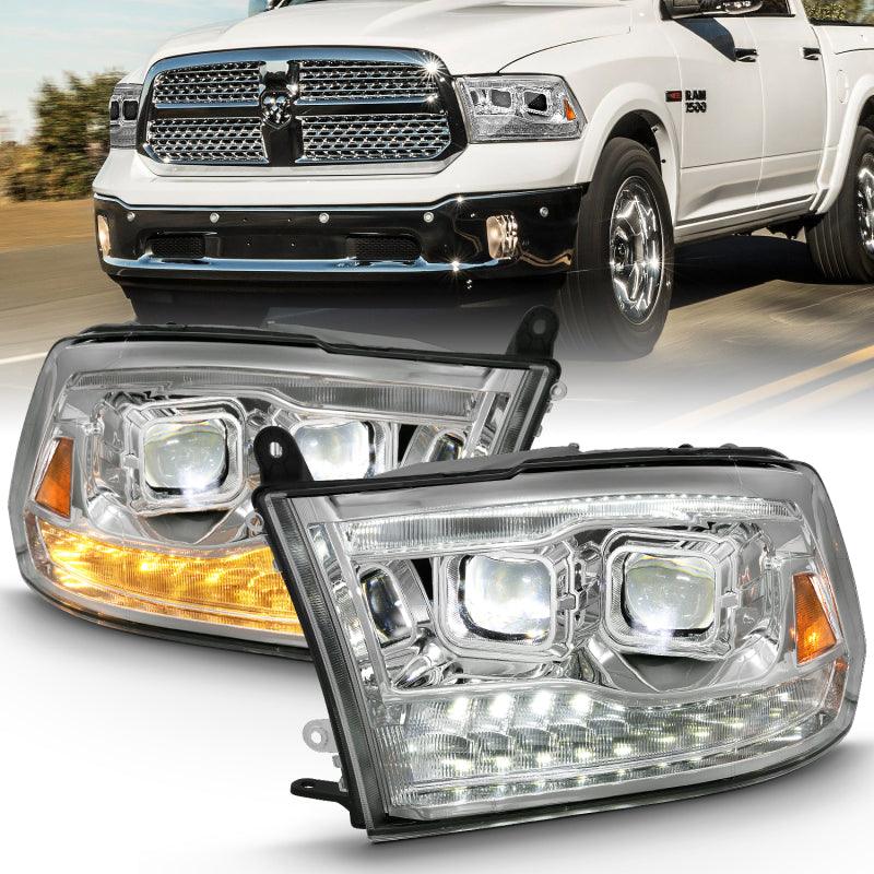 ANZO 2009-2018 Dodge Ram 1500 Led Projector Plank Style Switchback H.L Halo Chrome Amber (OE Style) | Too Fast Autoparts | Order Online | Canada & USA Shipping