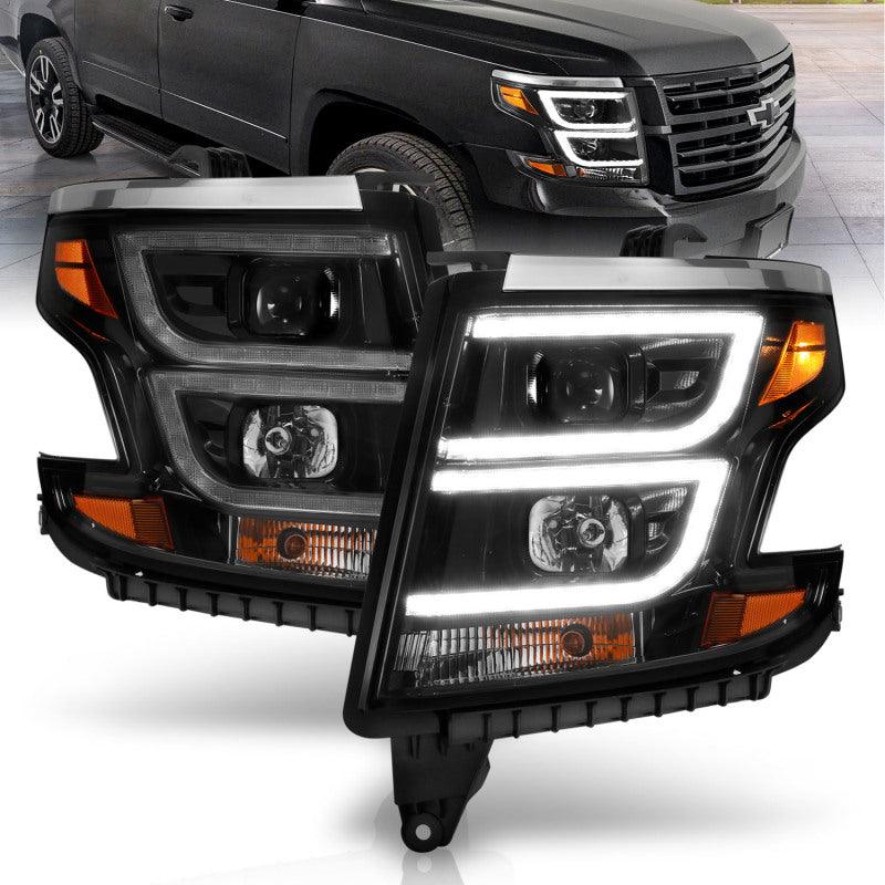 ANZO 2015-2020 Chevy Tahoe Projector Headlights Plank Style Black w/DRL | Too Fast Autoparts | Order Online | Canada & USA Shipping