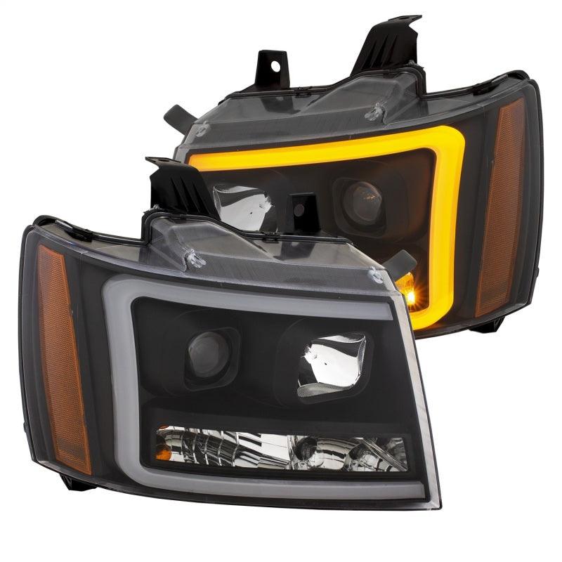 ANZO 07-14 Chevy Tahoe Projector Headlights w/ Plank Style Design Black w/ Amber | Too Fast Autoparts | Order Online