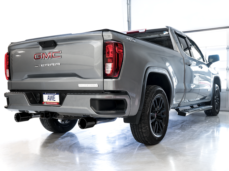 AWE Tuning 4th Gen GM 1500 5.3L 0FG Cat-Back Split Rear Exit (Flat Bumper) - Dual Diamond Tips
