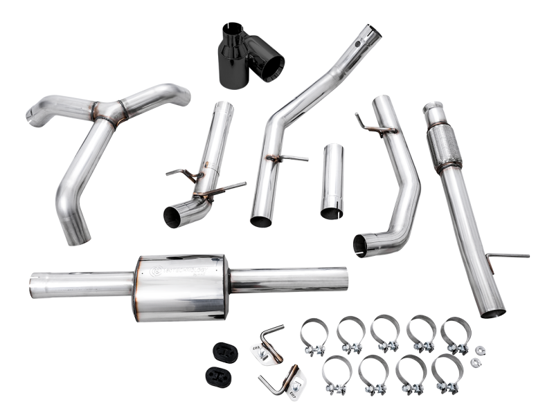 AWE Tuning 4th Gen GM 1500 5.3L 0FG Cat-Back Split Rear Exit (Flat Bumper) - Dual Diamond Tips