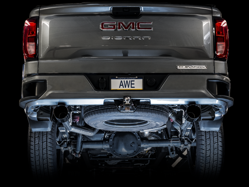 AWE Tuning 4th Gen GM 1500 5.3L 0FG Cat-Back Split Rear Exit (Flat Bumper) - Dual Diamond Tips