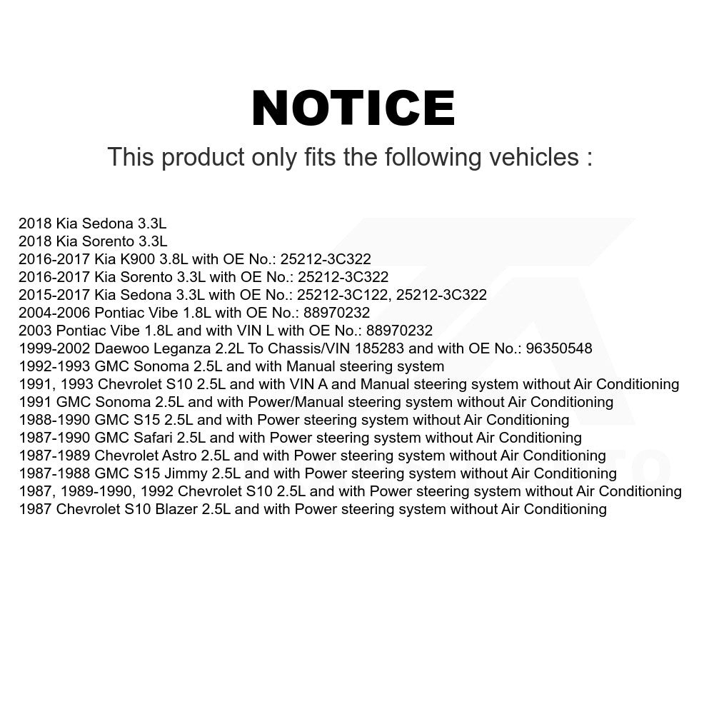 Accessory Drive Belt BAN-6PK1900 For Kia Sorento Chevrolet Pontiac Vibe S10 Sedona GMC Sonoma S15 Astro Blazer Safari Daewoo Leganza Jimmy K900
