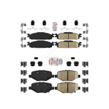 AmeriBRAKES Front Ceramic Rear Semi-Metallic Disc Brake Pads Kit For 2016 Ford Explorer Base With Heavy Duty Brakes KNF-101492