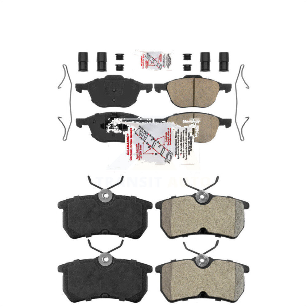 AmeriBRAKES Front Ceramic Rear Semi-Metallic Disc Brake Pads Kit For Ford Focus KNF-101642