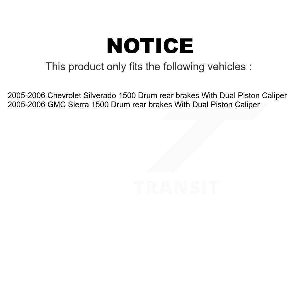 AmeriBRAKES Front Rear Ceramic Disc Brake Pads Kit For 2005-2006 Chevrolet Silverado 1500 GMC Sierra With Dual Piston Caliper Drum rear brakes KNF-101615