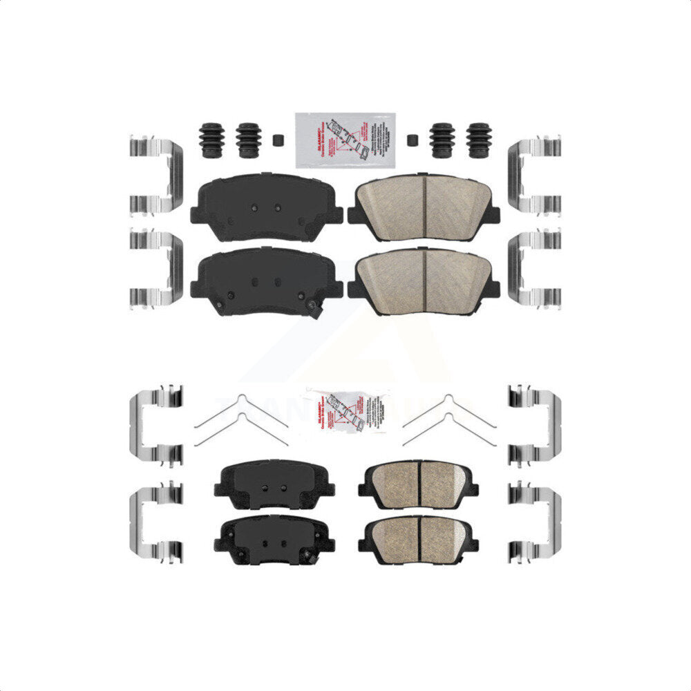 AmeriBRAKES Front Rear Ceramic Disc Brake Pads Kit For 2014-2015 Kia Sorento With Red Painted Calipers KNF-101647