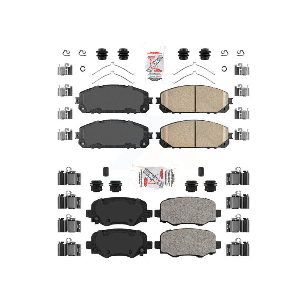 AmeriBRAKES Front Rear Ceramic Disc Brake Pads Kit For 2014-2022 Jeep Cherokee With Dual Piston Caliper KNF-101038