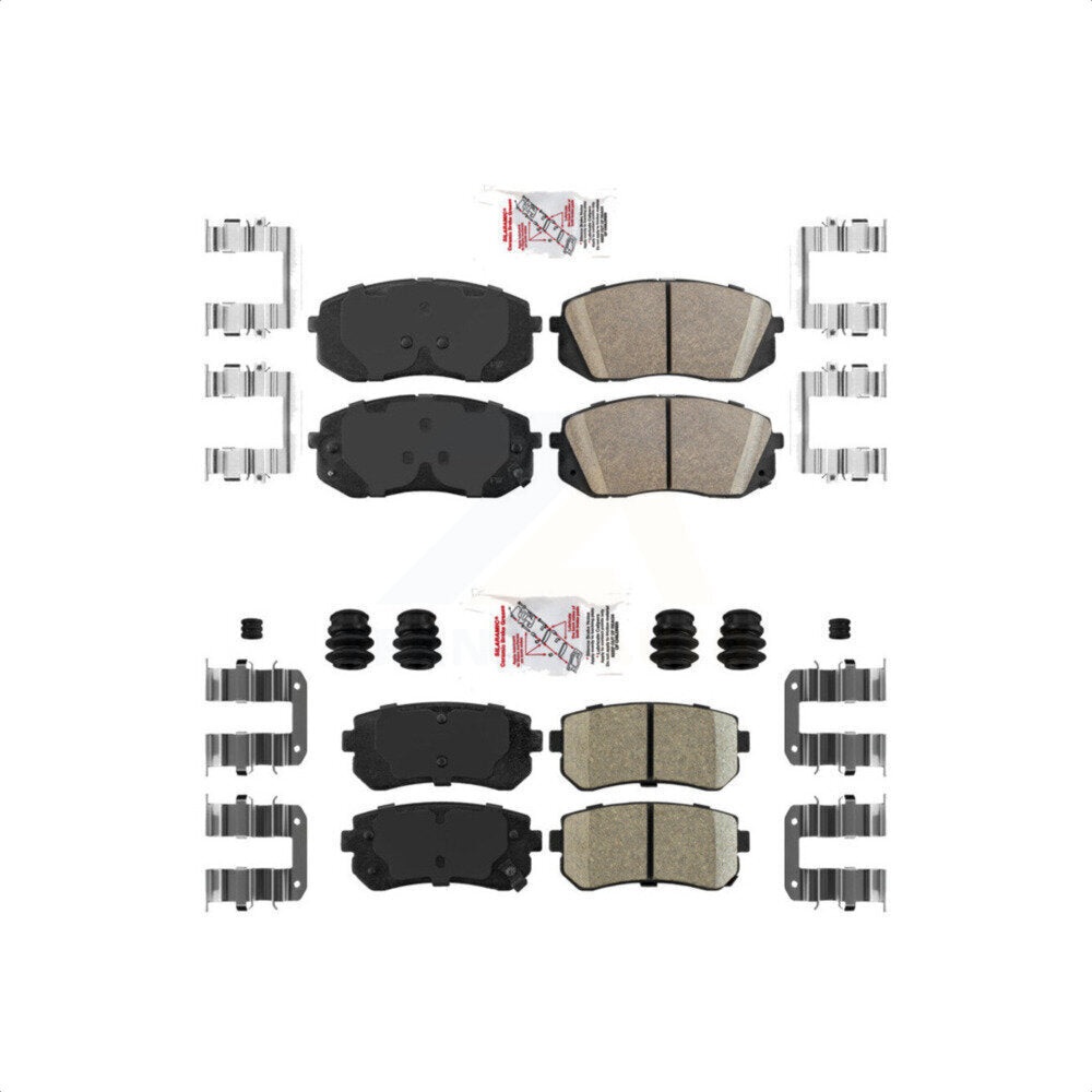 AmeriBRAKES Front Rear Ceramic Disc Brake Pads Kit For 2015-2016 Hyundai Sonata GAS engine With Manual Parking KNF-101673