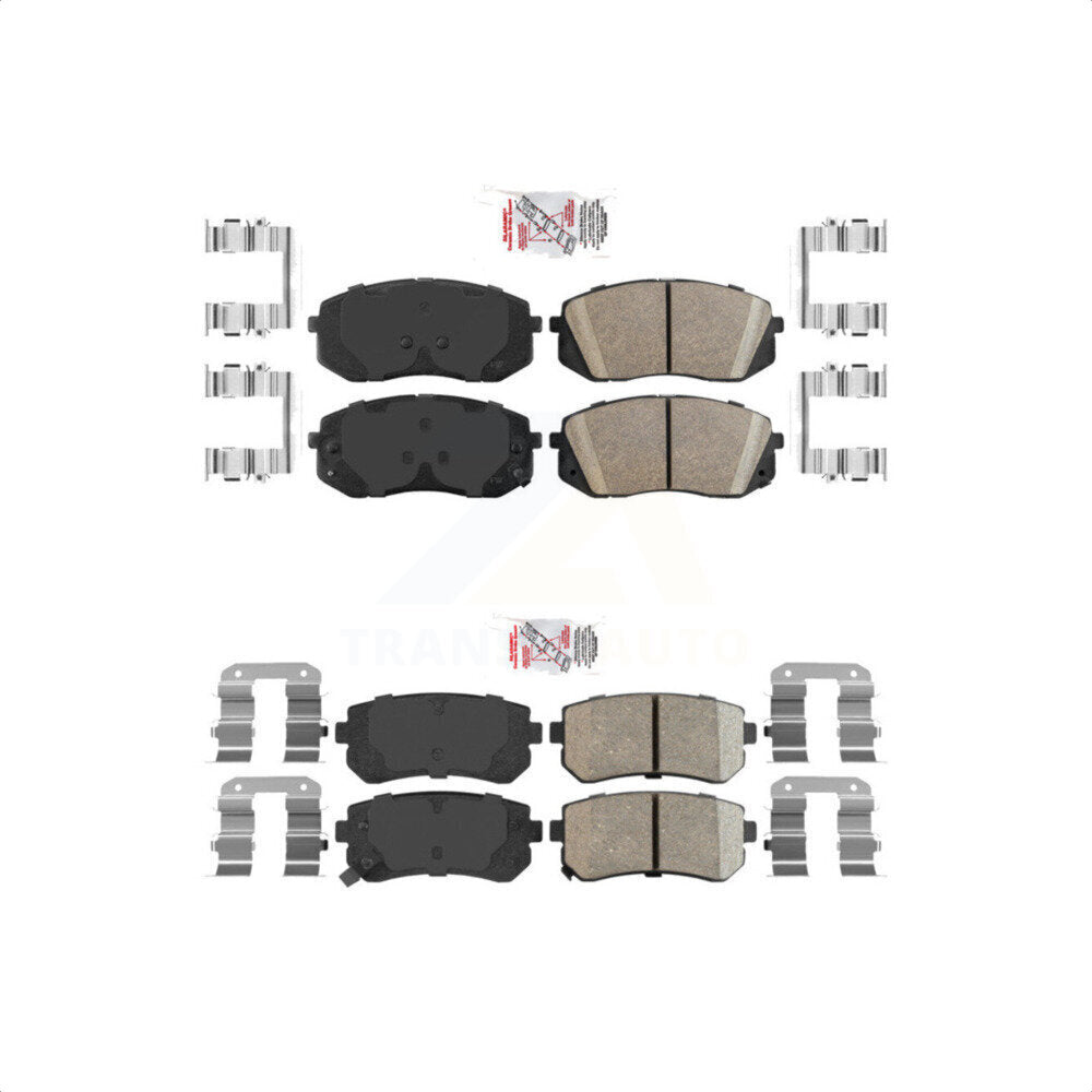 AmeriBRAKES Front Rear Ceramic Disc Brake Pads Kit For 2015-2016 Hyundai Sonata GAS engine With Manual Parking KNF-101674